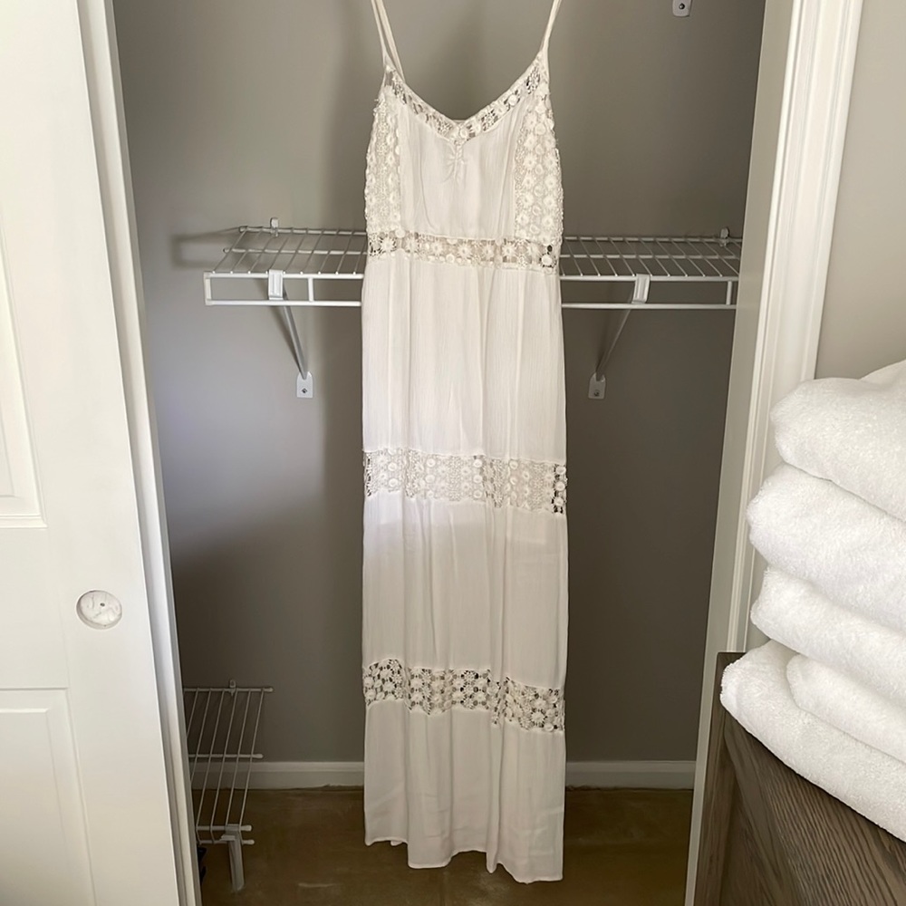 White crochet maxi dress
